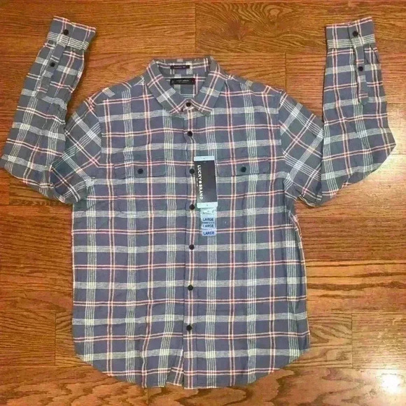 Lucky Brand HUMBOLDT PLAID WORKWEAR Button Down Long Sleeve Shirt Size Large NWT - Picture 8 of 8